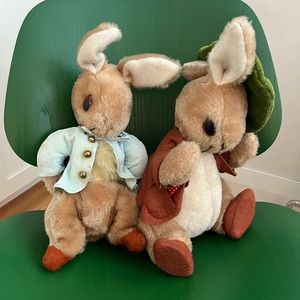 Vintage Peter Rabbit and Benjamin Bunny stuffed animals